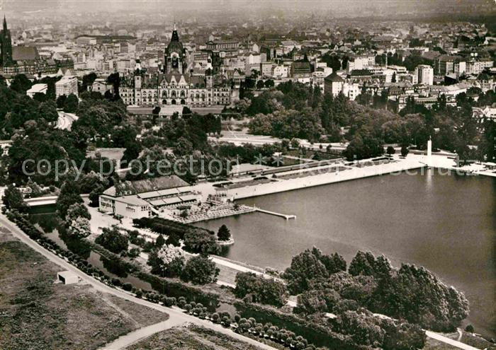 HANNOVER  CITY Maschsee Neues Rathaus Marktkirche Fliegeraufnahme