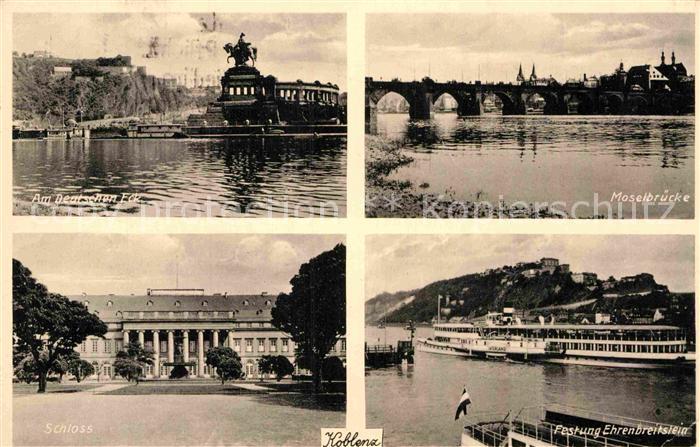 Koblenz Rhein Deutsches Eck Seitenraddampfer Vaterland Schloss
