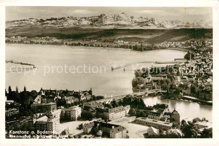 Konstanz Bodensee Rheinausfluss Schweizer Alpen