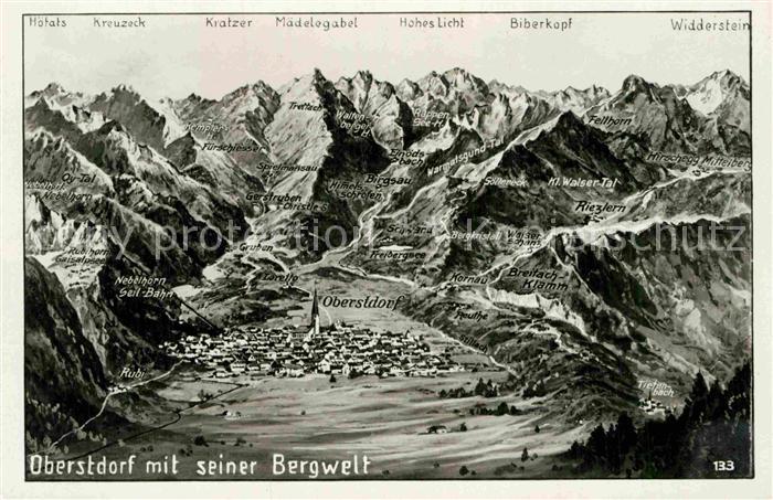 Oberstdorf Panoramakarte Stillach Reuthe Kornau Loretto