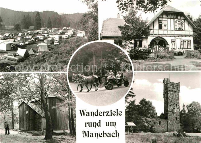 Manebach Campingplatz Meyersgrund Waldgaststaette Moenchhof Goethehaeuschen