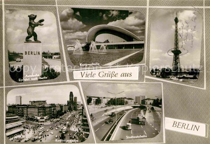 BERLIN CITY Kongresshalle Funkturm Kurfuerstendamm Stadtautobahn