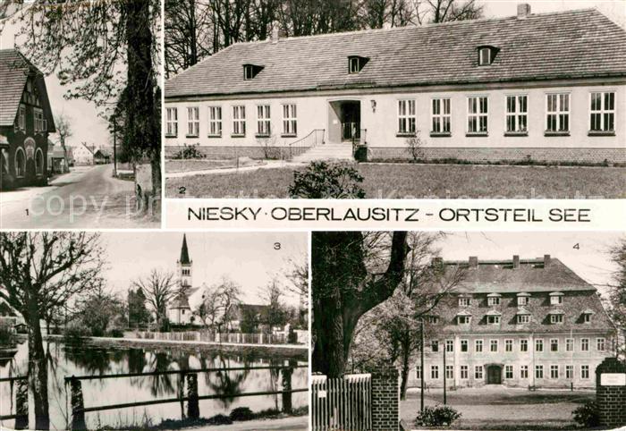 See Niesky Dorfstrasse Kindergarten Dorfteich Genesungsheim Heideland