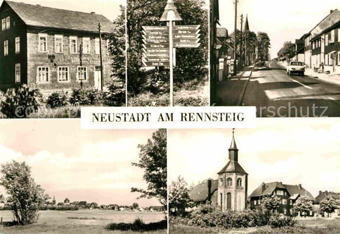 Neustadt Rennsteig Erholungsheim Goldener Frosch Bahnhofstrasse Kirche Wegweiser
