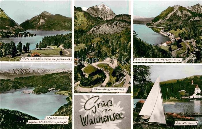 Walchensee Dorf Fliegeraufnahme Kesselbergpassstrasse Kloesterl