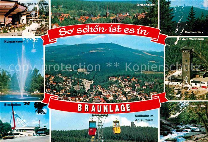 Braunlage Harz Kurgastzentrum Kurparksee Eisstadion Seilbahn Bode Faelle Wurmber