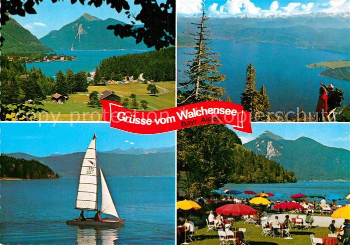 Walchensee Panorama Segelboot Badestrand