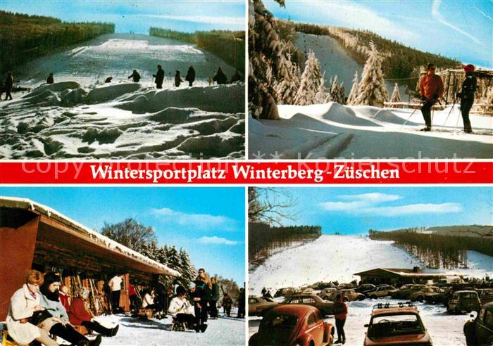 Zueschen Sauerland Skipiste Berghuette Teilansicht