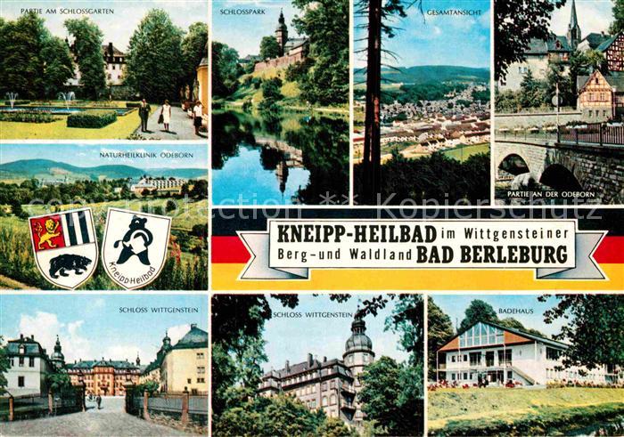 Bad Berleburg Partie an der Odeborn Schlossgarten Schloss Wittgenstein Badehaus