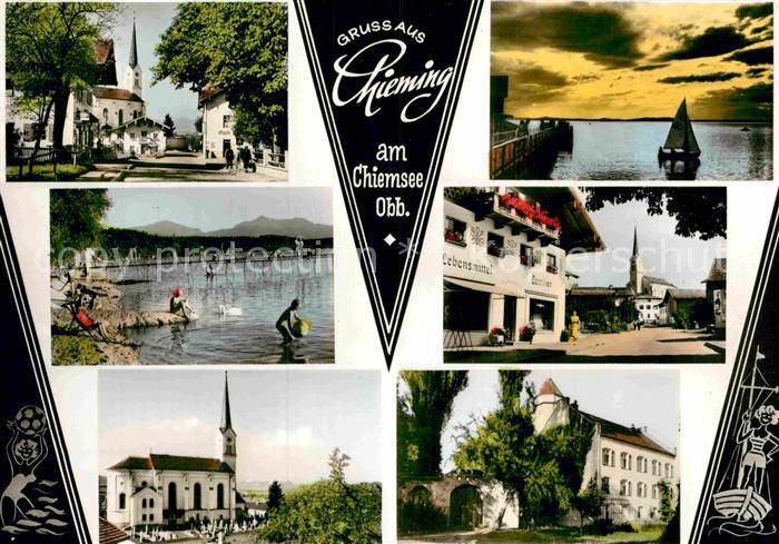 Chieming Chiemsee Kirche Segelboot Badesee