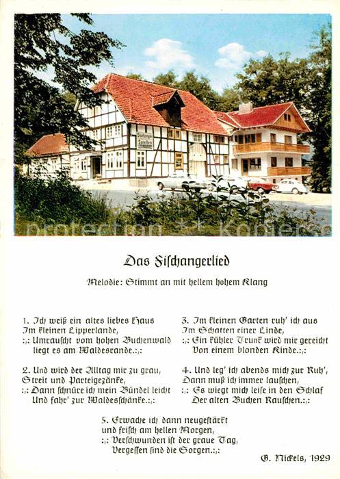 Liederkarte Fischangerlied Waldrestaurant Fischanger Schleder Lippe