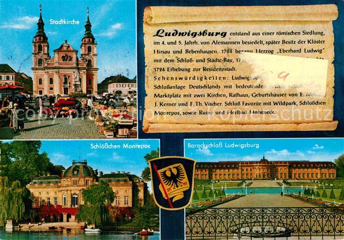 Ludwigsburg Wuerttemberg Stadtkirce Schloesschen Monrepos Barockschloss