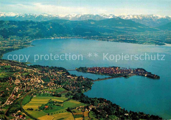 Lindau Bodensee Fliegeraufnahme Alpen Panorama