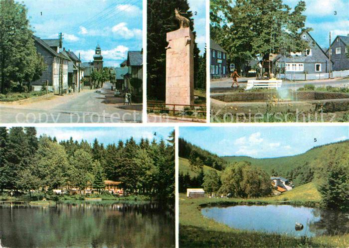 Frauenwald Thueringen Suedstrasse Monument Platz des Friedens Cafe Lenkgrund Fra