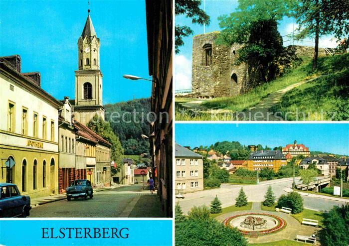 Elsterberg Vogtland Lange Strasse Kirche Burgruine August Bebel Bruecke
