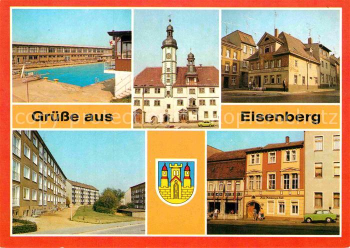 Eisenberg Thueringen Freibad Rathaus HO Gaststaette Neubaugebiet