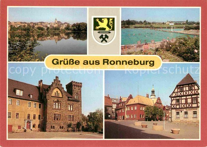 Ronneburg Thueringen Teilansicht Sommerbad Schwimmbad Schloss Rathaus