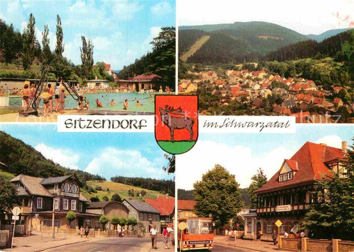 Sitzendorf Thueringen Schwimmbad Panorama Schwarzatal FDGB Erholungsheim Hotel