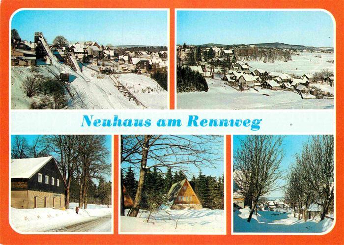 Neuhaus Rennweg Schanzenanlage Rennsteigbaude Wanderhuette Winterpanorama