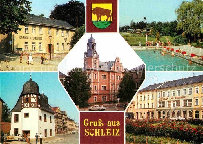 Schleiz Kreiskulturhaus Rathaus Schwimmbad Historische Muenze Neumarkt