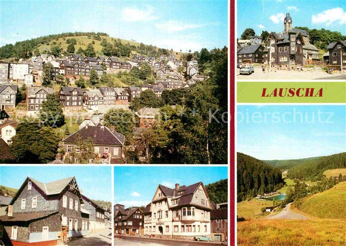 Lauscha Teilansicht Huettenplatz Jugendherberge Kulturhaus Freibad Steinachgrund