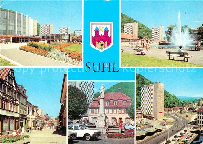 Suhl Thueringer Wald Stadthalle der Freundschaft Waffenmuseum Hochhaeuser Steinw