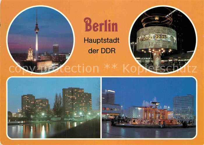 BERLIN  CITY Fernsehturm Weltzeituhr Alexanderplatz Fischerinsel Hochhaeuser Nac