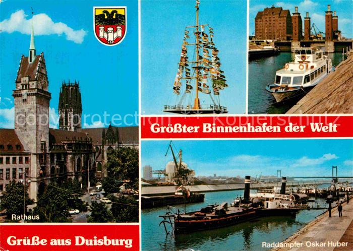 Duisburg Ruhr Rathaus Raddampfer Oskar Huber Groesster Binnenhafen der Welt