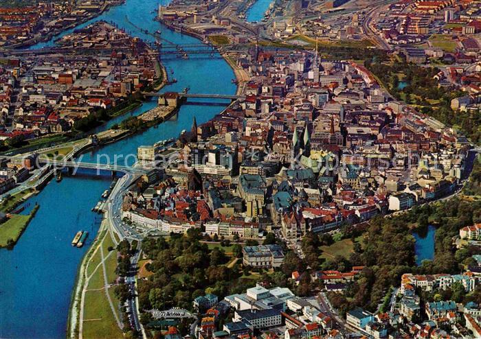 BREMEN  CITY Stadtzentrum Weser Fliegeraufnahme