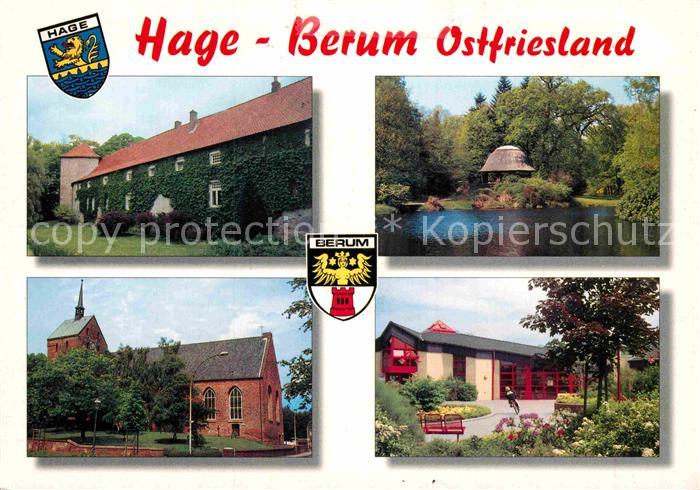 Berum Ostfriesland Burg Kirche Teich