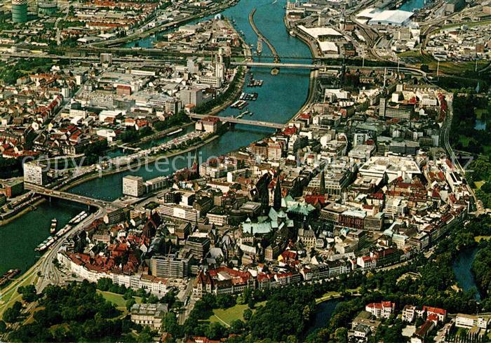 BREMEN  CITY Stadtzentrum Weser Fliegeraufnahme