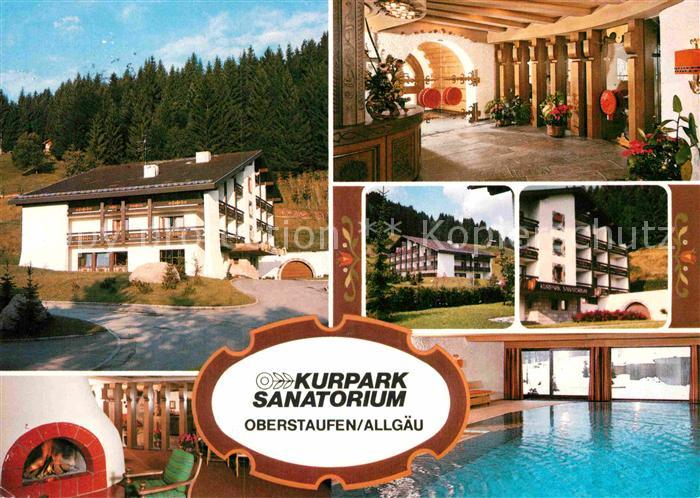 Oberstaufen Oberallgaeu Bayern Kurpark Sanatorium Foyer Kaminzimmer Hallenbad