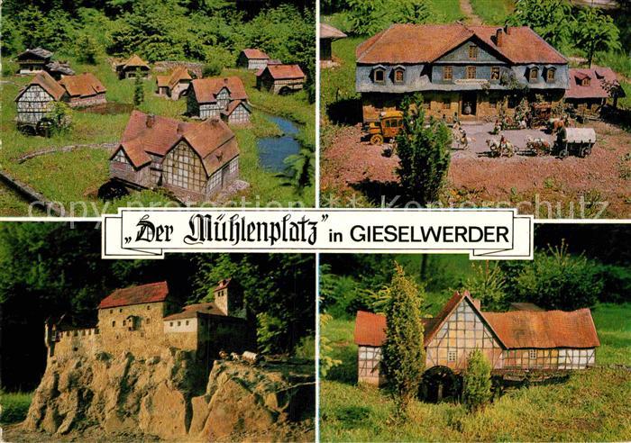 Gieselwerder Muehlenplatz Historische Bauwerke in Miniatur
