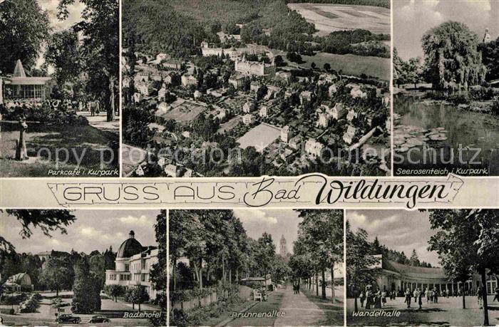 Bad Wildungen Parkcafe Fliegeraufnahme Kurpark Seerosenteich Badehotel Brunnenal