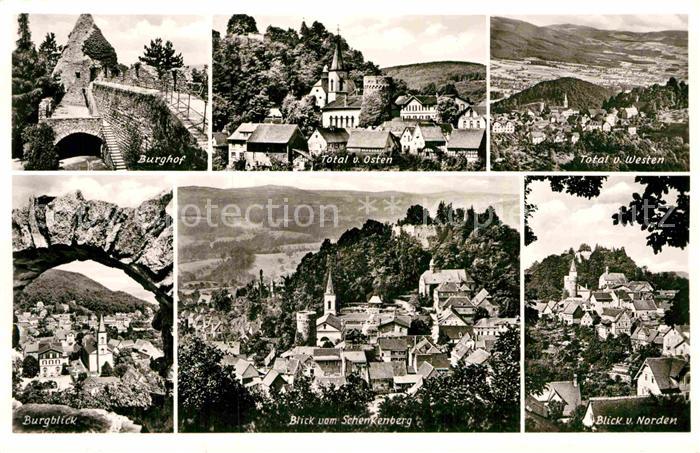 Lindenfels Odenwald Burghof Panorama Burgblick Schenkenbergblick Teilansicht