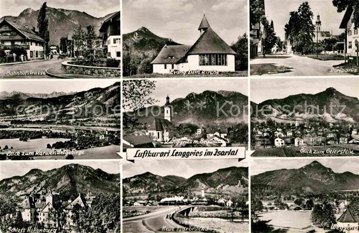 Lenggries Bahnhofstr Ev luth Kirche Dorfpartie Karwendelgebirge Geierstein Schlo