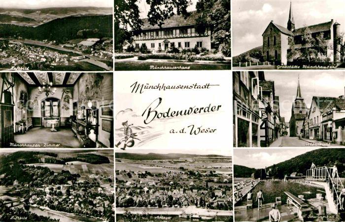 Bodenwerder Fliegeraufnahme Muenchhausenhaus Gaststaette Muenchhausen Zimmer Ort