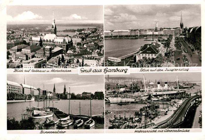 HAMBURG  CITY Rathaus Alsterbecken Jungfernstieg Binnenalster Hafenpartie mit ue