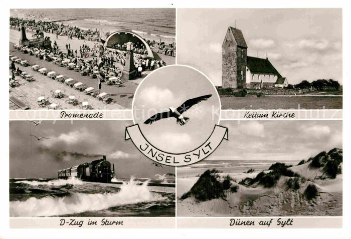 Insel Sylt Promenade Keitum Kirche D Zug im Sturm Duenen