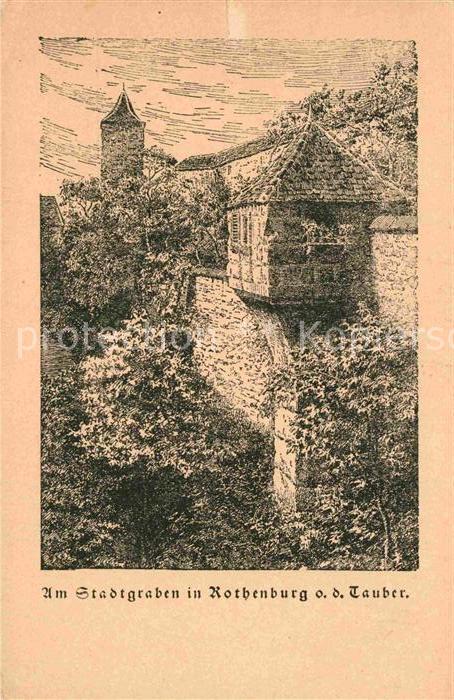 Rothenburg Tauber Am Stadtgraben Zeichnung
