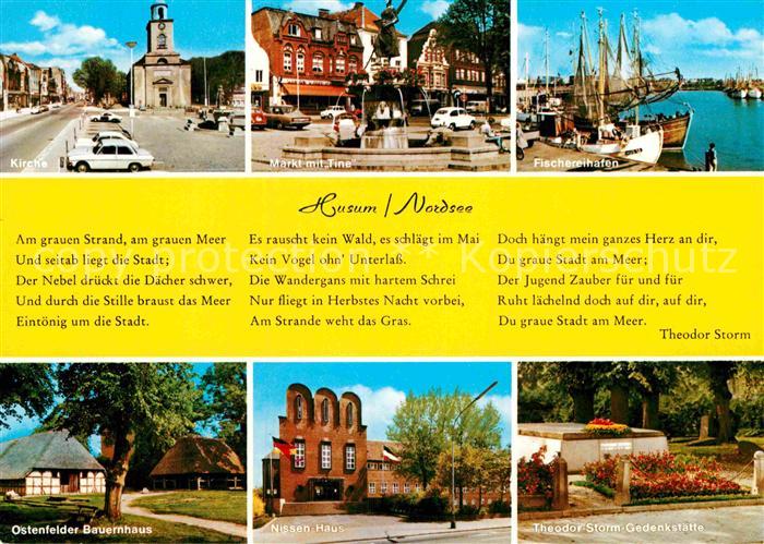 Husum Nordfriesland Kirche Markt mit Tine Fischereihafen Ostenfelder Bauernhaus