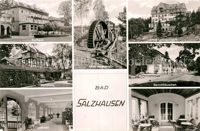 Bad Salzhausen Wasserrad Kurhau Badehaus Trinkhalle Barockhaeuschen Ernst-Ludwig