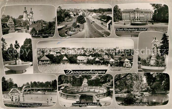 Donaueschingen Fuerstenber-Schloss Kirche Freibad Donauquelle Schlosspark