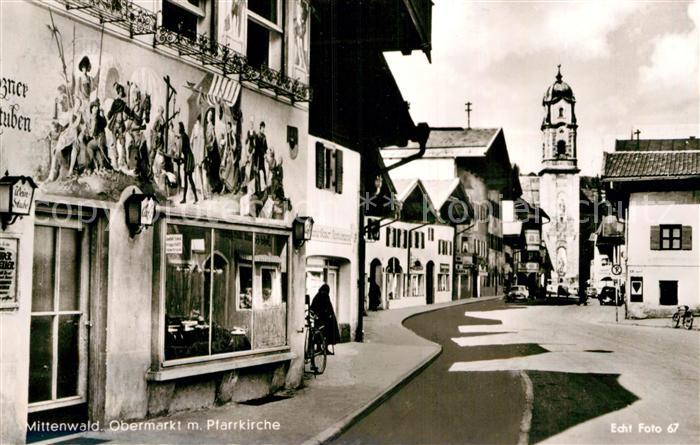 Mittenwald Bayern Obermarkt mit Pfarrkirche