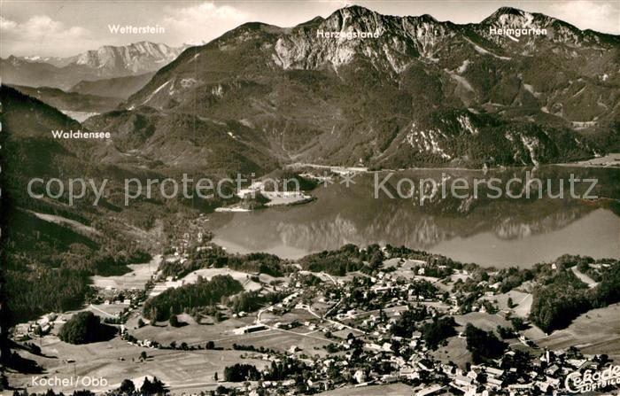 Kochel See Fliegeraufnahme Seepartie mit Walchensee
