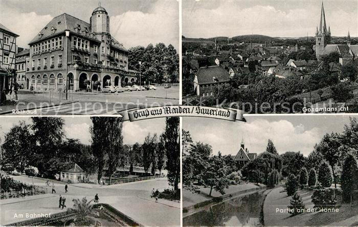 Menden Sauerland Partie an der Hoenne Bahnhof Rathaus