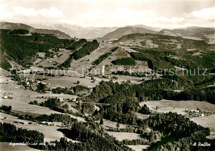 Lindenberg Allgaeu Fliegeraufnahme Argentobelbruecke mit Iberg