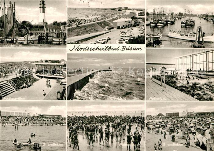 Buesum Nordseebad Hafen Strandleben Musikpavillon Mole Wellenbad