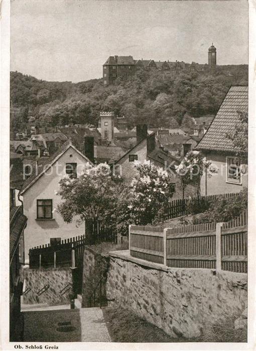 Greiz Thueringen Ortspartie mit Schloss