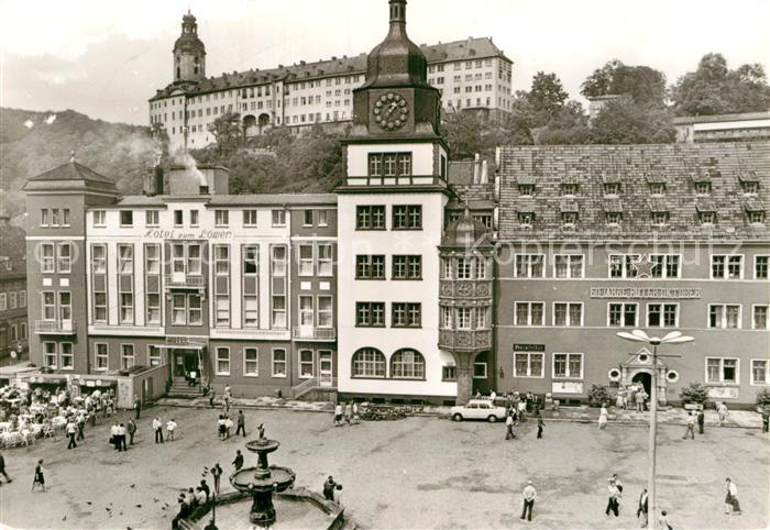 Rudolstadt Markt mit Rathaus Hotel Zum Loewen Heidecksburg